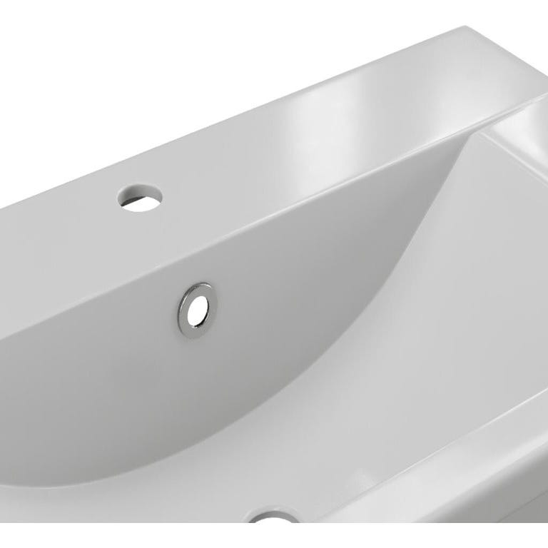 Vasque de salle de bain semi-encastrée rectangle en céramique - 71,5 cm - Blanc - YASMAC II 3
