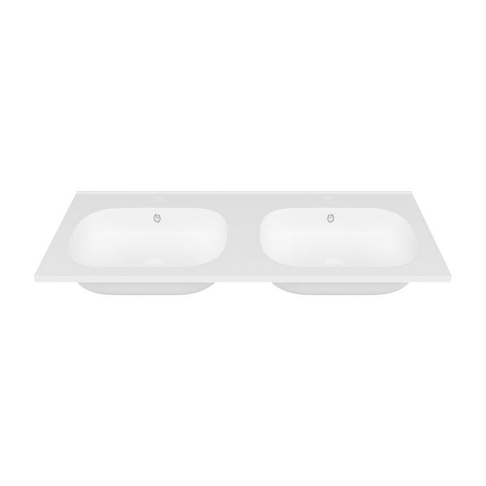 Double vasque à encastrer en résine effet pierre - Blanc - L120 x l46 cm - ATIWA 1