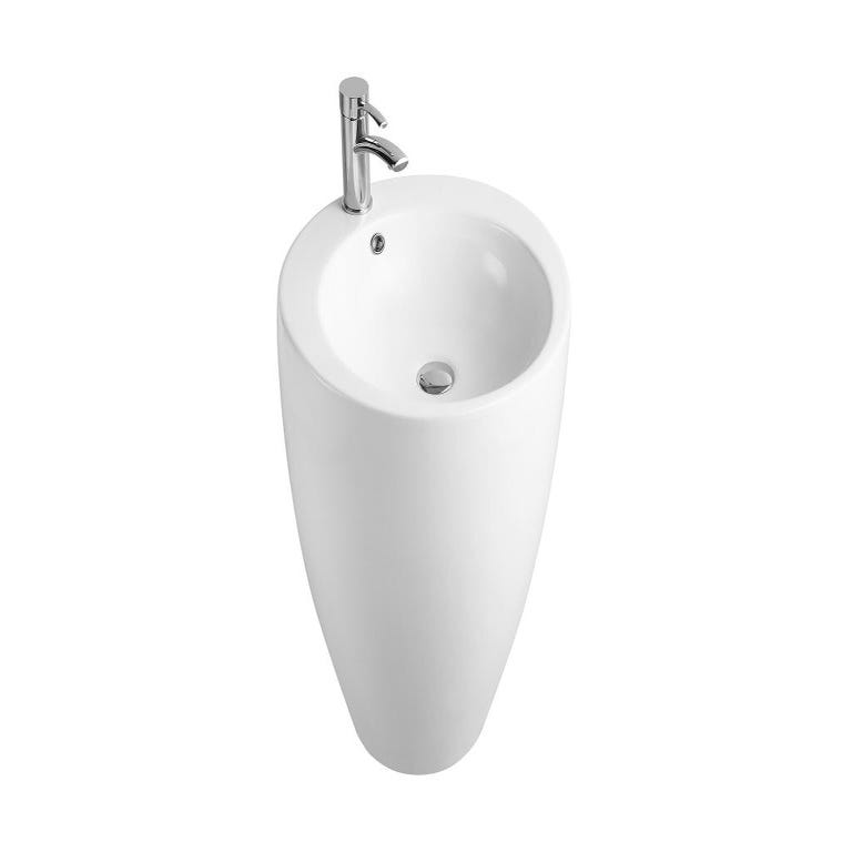 Vasque sur pied cylindrique blanche - L50 x H83 x P50 cm - MILOS II 2