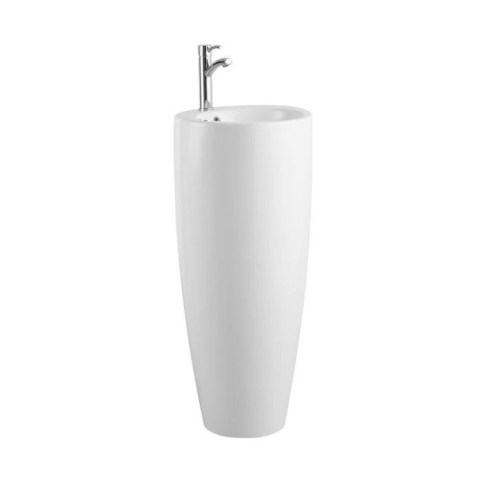 Vasque sur pied cylindrique blanche - L50 x H83 x P50 cm - MILOS II 1