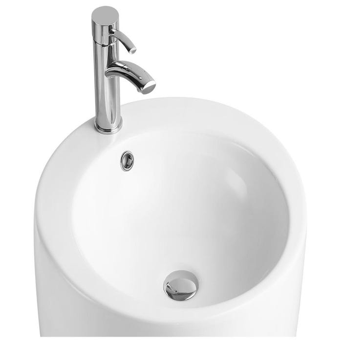 Vasque sur pied cylindrique blanche - L50 x H83 x P50 cm - MILOS II 3