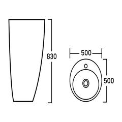 Vasque sur pied cylindrique blanche - L50 x H83 x P50 cm - MILOS II 4