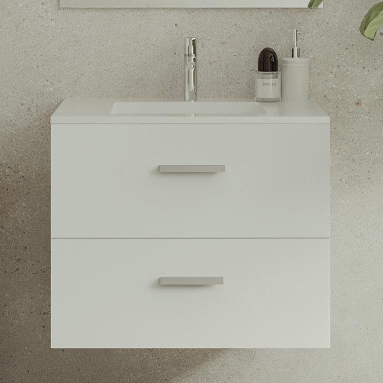 Meuble de salle de bain suspendu avec simple vasque - Coloris blanc - 80 cm - KAYLA 1