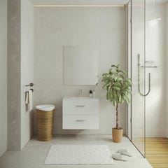 Meuble de salle de bain suspendu avec simple vasque - Coloris blanc - 80 cm - KAYLA 0
