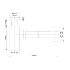 Siphon carré chromé découpable D32mm SIBILLE 1