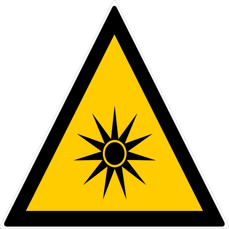 Panneau Danger rayonnement optique - Rigide Triangle 300mm - 4200835 0