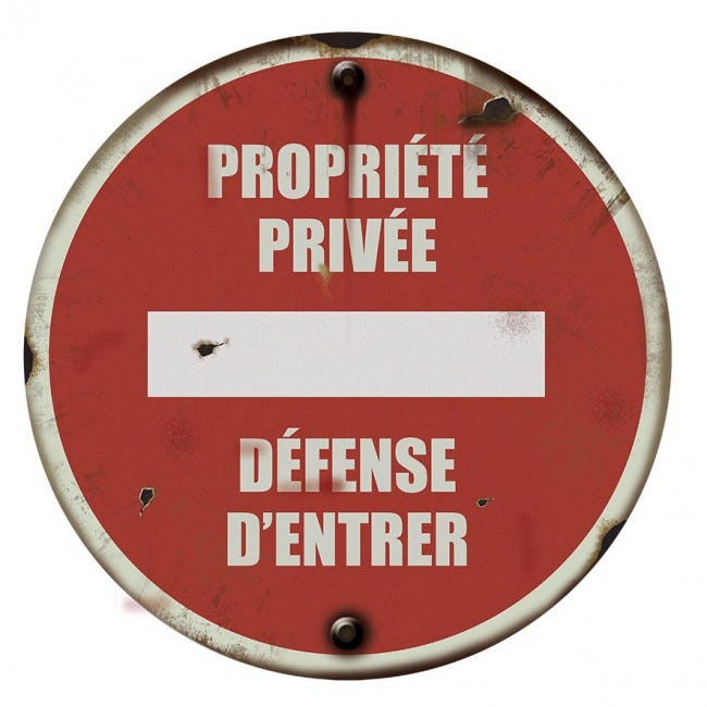 Panneau vintage Propriété privée défense d'entrer - Rigide Ø180mm - 4019079 0