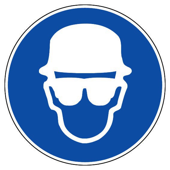 Panneau Obligation de porter un casque plus lunettes - Rigide Ø 180mm - 4041940 0