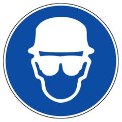 Panneau Obligation de porter un casque plus lunettes - Rigide Ø 180mm - 4041940 0
