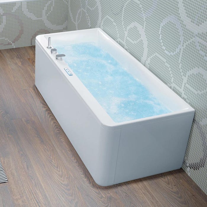 Baignoire balnéo SAMBA 170x70 sur châssis métal, système balnéo SILENCE & AIR tête bain à droite 0