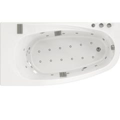 Baignoire balnéo MILONGA 180x100 sur châssis métal, système balnéo SENSATION AIR POOL tête bain à gauche 1