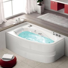 Baignoire balnéo MILONGA 180x100 sur châssis métal, système balnéo SENSATION AIR POOL tête bain à gauche 0