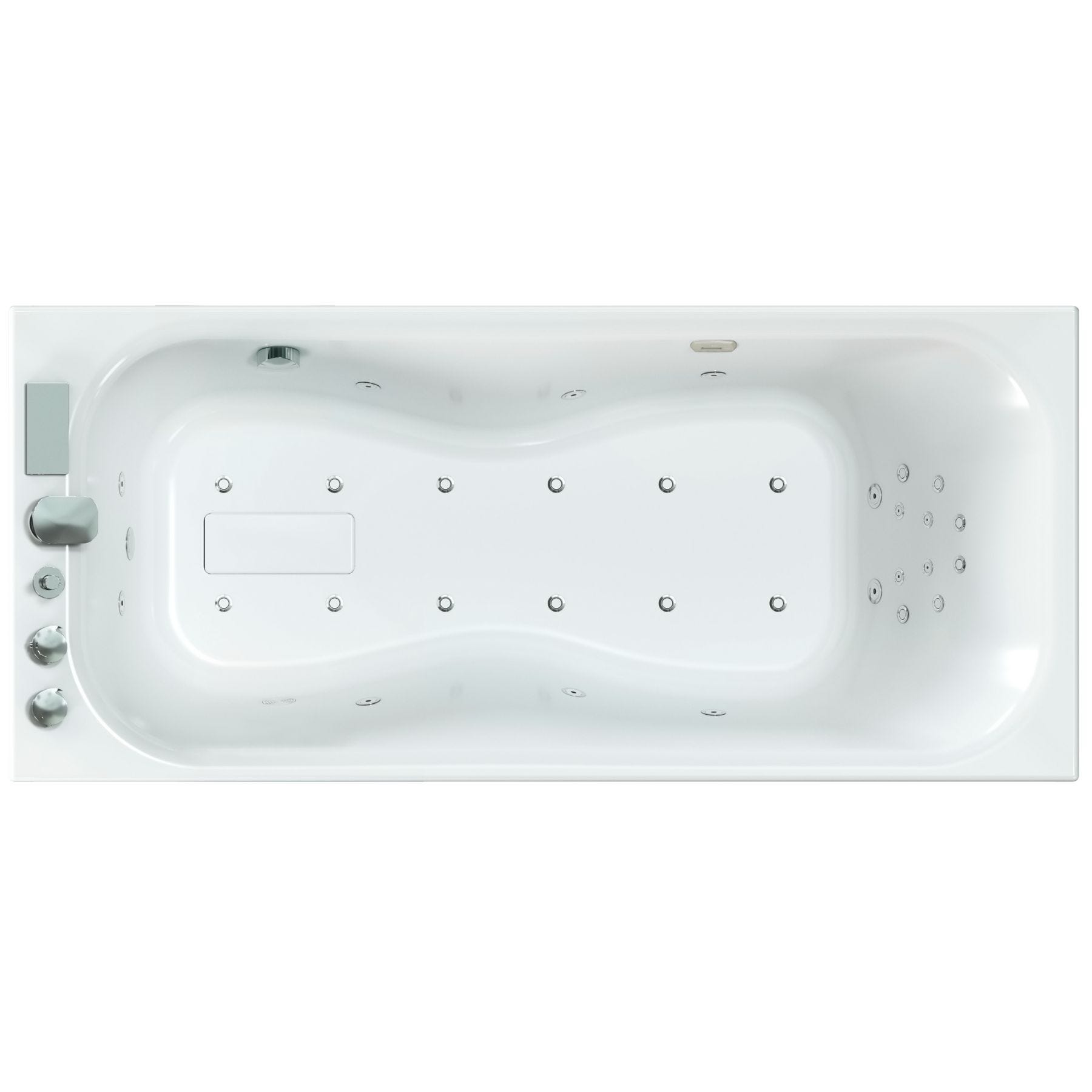 Baignoire balnéo ZUMBA 160x70 sur châssis métal, système balnéo SILENCE & AIR tête bain à droite finition blanche mat non brillante 1
