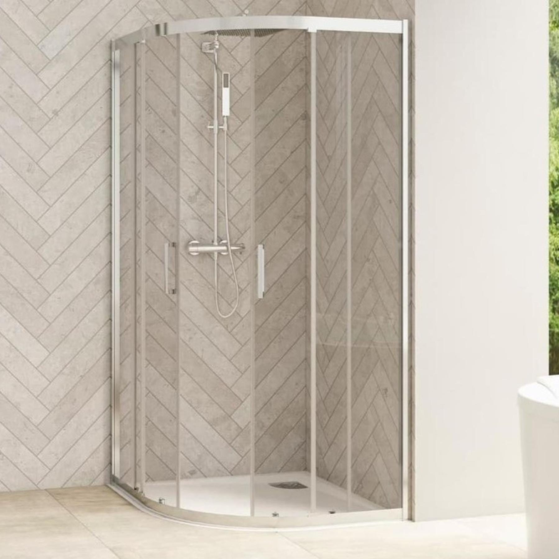 Porte de douche 1/4 de rond 2 portes coulissantes SMART Design pour receveur 1/4 de rond 90x90 chromé 0