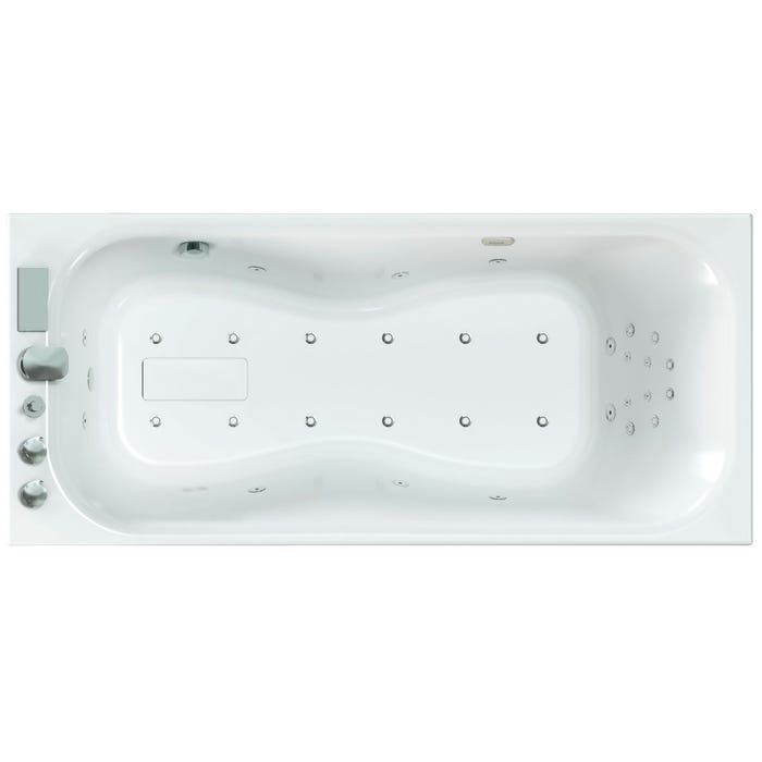 Baignoire balnéo ZUMBA 160x70 sur châssis métal, système balnéo SENSATION AIR POOL tête bain à gauche 1