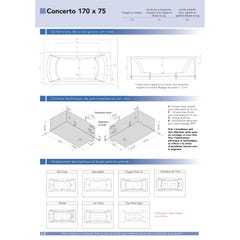 Baignoire balnéo CONCERTO 170x75 sur châssis métal, système balnéo STAR MIXTE DIGIT tête bain à droite 4