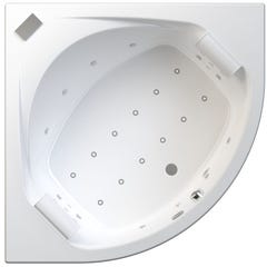 Baignoire balnéo d'angle OTEA 140x140 sur châssis métal, système balnéo AIR HOTEL tête bain à gauche ou à droite 1