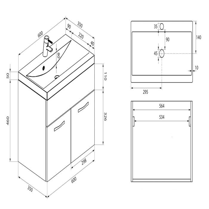 Meuble de salle de bain de Montreal 01 60 cm lavabo Chene - Armoire de rangement Meuble lavabo evier Meubles 4