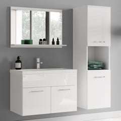 Meuble de salle de bain Montreal 60 cm lavabo Blanc brillant - Armoire de rangement Meuble lavabo evier Meubles 1