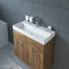 Meuble de salle de bain Paso 01 80 x 40 cm lavabo Chene Marron – Armoire de rangement 3