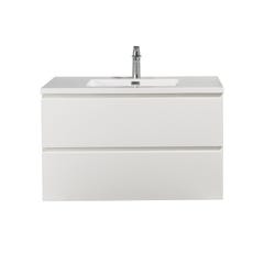 Meuble de salle de bain Angela 90 cm lavabo Blanc brillant – Armoire de rangement Meuble lavabo 2