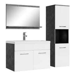 Meuble de salle de bain Montreal 60 cm lavabo Gris avec Blanc - Armoire de rangement Meuble lavabo evier Meubles 0