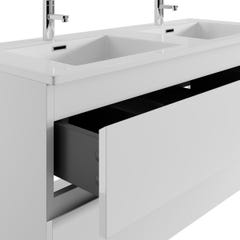 Meuble de salle de bain Angela 120 cm lavabo blanc brillant – Armoire de rangement Meuble lavabo 3