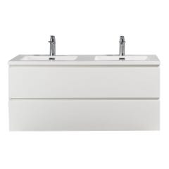 Meuble de salle de bain Angela 120 cm lavabo blanc brillant – Armoire de rangement Meuble lavabo 2