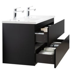 Meuble de salle de bain Angela 120 cm lavabo Noir – Armoire de rangement Meuble lavabo 2