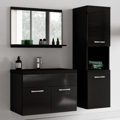 Meuble de salle de bain de Montreal 02 60 cm lavabo noir - Noir Brillant - Armoire de rangement Meuble lavabo evier Meubles 5