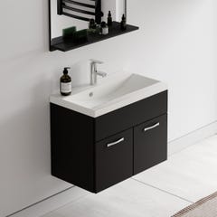 Meuble de salle de bain de Montreal 02 60 cm lavabo Noir mat - Armoire de rangement Meuble lavabo evier Meubles 3