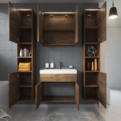Meuble de salle de bain Paso XL 80 x 40 cm Chene Marron – Armoire de rangement Meuble lavabo evier Meuble lavabo 2
