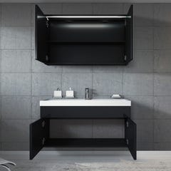Meuble de salle de bain Paso 02 80 x 40 cm lavabo Noir Brillant – Armoire de rangement miroir armoire miroir 1