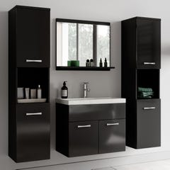 Meuble de salle de bain Montreal XL 60 cm lavabo Noir brillant - Armoire de rangement Meuble lavabo evier Meubles 1