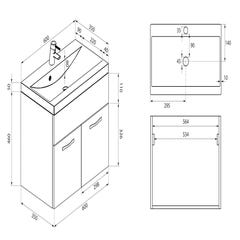 Meuble de salle de bain Montreal 60 cm avec miroir armoire Noir mat - Armoire de rangement Meuble lavabo evier Meubles 5