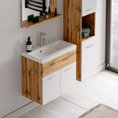 Meuble de salle de bain Montreal 60 cm lavabo Chene avec blanc - Armoire de rangement Meuble lavabo evier Meubles 4