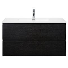 Meuble de salle de bain Angela 100 cm bois noir – Armoire de rangement Meuble lavabo 4