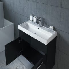 Meuble de salle de bain Paso 01 80 x 40 cm lavabo Noir Brillant – Armoire de rangement 4