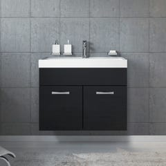 Meuble de salle de bain Paso 01 80 x 40 cm lavabo Noir Brillant – Armoire de rangement 1