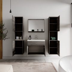 Meuble de salle de bain Montreal XL 60 cm lavabo Chene Gris - Armoire de rangement Meuble lavabo evier Meubles 3
