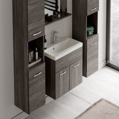 Meuble de salle de bain Montreal XL 60 cm lavabo Chene Gris - Armoire de rangement Meuble lavabo evier Meubles 4