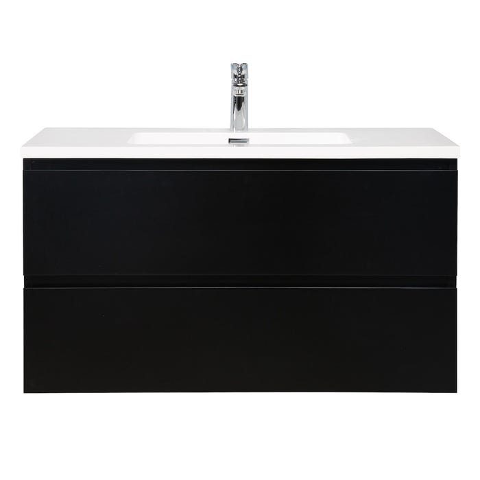 Meuble de salle de bain Angela 100 cm noir mat – Armoire de rangement Meuble lavabo 2