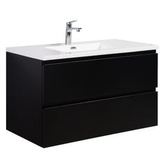 Meuble de salle de bain Angela 100 cm noir mat – Armoire de rangement Meuble lavabo 0