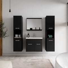 Meuble de salle de bain Montreal XL 60 cm lavabo Noir mat - Armoire de rangement Meuble lavabo evier Meubles 2