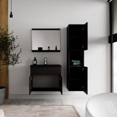 Meuble de salle de bain Montreal 60 cm lavabo noir - Noir mat - Armoire de rangement Meuble lavabo evier Meubles 4