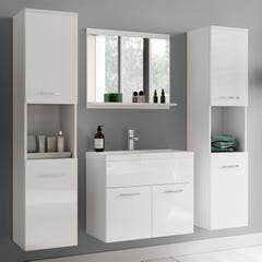 Meuble de salle de bain Montreal XL 60 cm lavabo Blanc brillant - Armoire de rangement Meuble lavabo evier Meubles 1