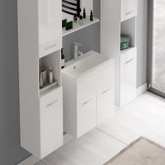 Meuble de salle de bain Montreal XL 60 cm lavabo Blanc brillant - Armoire de rangement Meuble lavabo evier Meubles 4