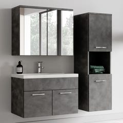 Meuble de salle de bain de Montreal 01 60cm avec miroir armoire Gris - Armoire de rangement Meuble lavabo evier Meubles 1