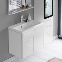 Meuble de salle de bain Rio LED 60 cm lavabo Blanc brillant - Armoire de rangement Meuble lavabo 4