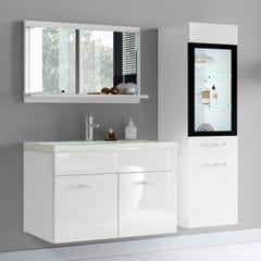 Meuble de salle de bain Rio LED 60 cm lavabo Blanc brillant - Armoire de rangement Meuble lavabo 1